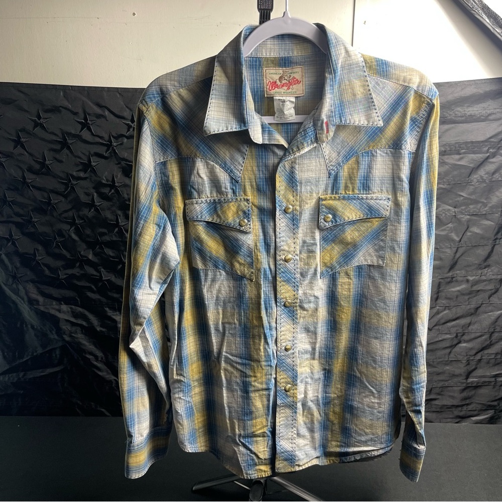 Wrangler Blue and Yellow Plaid Shirt